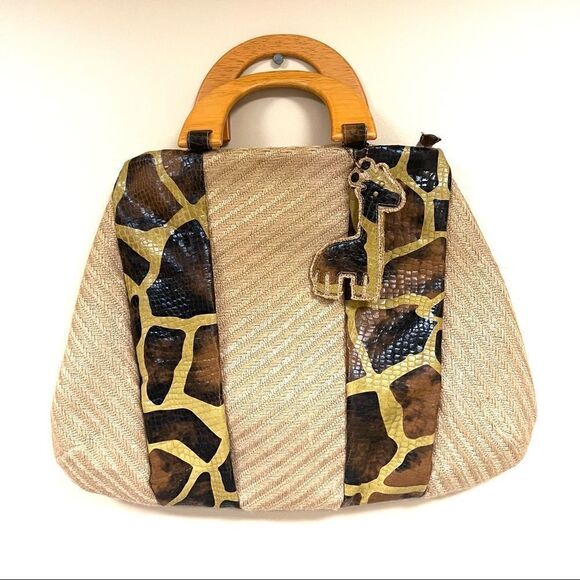 Jessica Bennett large giraffe handbag with wooden handles - Picture 1 of 7